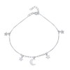 Vanbelle Sterling Silver Jewelry Hanging Moon and Star Anklet with