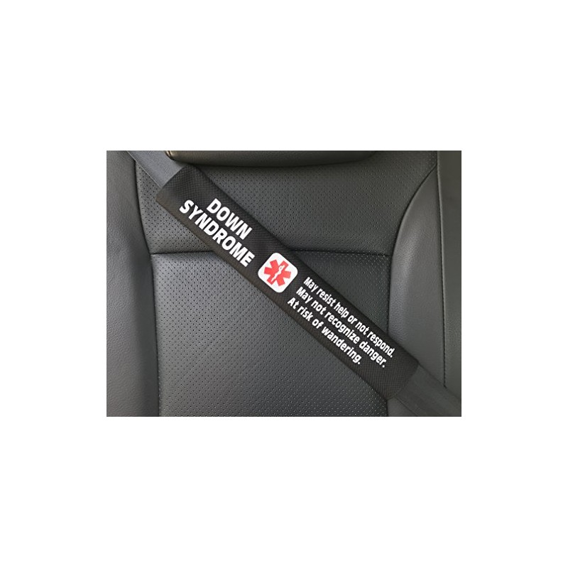 Down Syndrome Medical Alert Seat Belt Cover (Black)