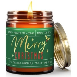 Christmas Candles, Christmas Candle - 'Merry Christmas' Christmas Scented Holiday Candles, w/Pine, Frasier Fir, Cedar I Christmas Tree Candle I Stocking Stuffers for Women I 9oz, 50Hr, USA Made