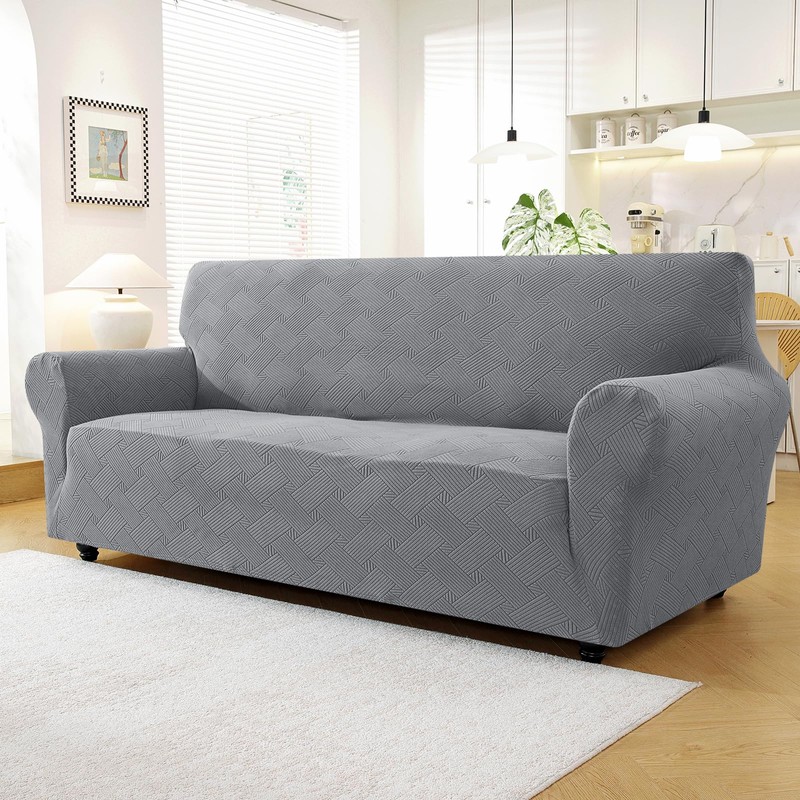 XINEAGE 3-Seater Sofa Slipcover Pet Friendly,Stretch Couch Cover,Light Gray