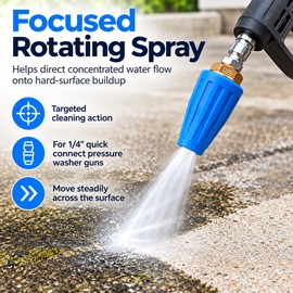 Rotating Turbo Pressure Washer Nozzle for Cleaning – 4000 PSI Spray with 1/4-Inch Quick Connect for Outdoor Surfaces