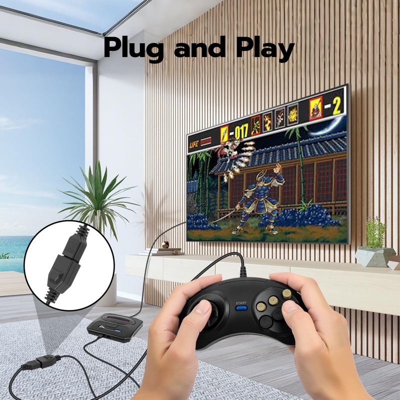 Mcbazel 2 Packs 1.8m/6ft Controller Extension Cable for Sega Genesis