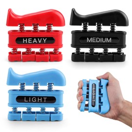 DEANKEJI Pack of 3 Hand Trainer, Finger Trainer with 3 Intensity Levels, Grip Strength Trainer, Used for Guitar Finger Exercises, Climbing Training and Improving Hand Strength