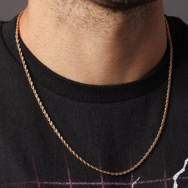 HZMAN 18K Real Gold Plated Rope Chain 6mm Stainless Steel Gold Chain for Men Women Hip Hop Link Chains Necklace 16-30 Inches (Gold,6mm,20in)