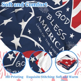 Extra Soft 4th of July Blanket Red White Blue Stripes Stars Independence Day Patriotic Throw Blanket 50x60 Inch,Cozy Lightweight Blankets for Bed, Sofa, Outdoor Use -Veterans Day,Gift for Family