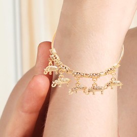 Touchstone Sunsoul Handcrafted Exotic Tribal Art Elephant Inspired Eclectic Designer Jewelry Openable Bracelet In Gold Tone For Women.