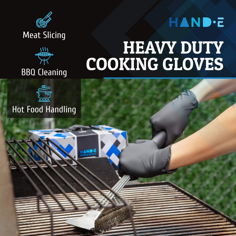 Hand-E Touch Disposable Black Nitrile Gloves X Small 100 Count