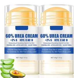 Baorder 2Pcs 60% Urea Fußcreme,Intensive Reparatur trockene rissige Haut,Urea Fußcreme,Hände,Fersen,Ellenbogen und Knie,Erweicht & Befeuchtet &Nährt die Fußpflege für Frauen und Männer