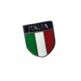 [F NODE] Italian Flag Color Pin Badge Shield Shape 0.7 x 0.8 inch (1.7 x 2 cm), Alloy, Alloy Steel