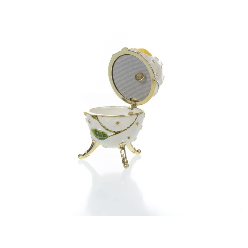 Keren Kopal White with red flower Egg Music box Fur