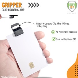 Black Gripper Card Holder Clamps for Standard Thickness ID Badge, Smart Card, CAC, Chip or Swipe Card, Secure and Strong Hold by Specialist ID