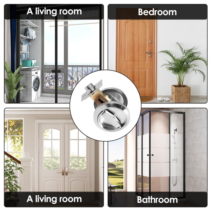 NEMTMCUA Stainless Steel Round Recessed Door Lock, Keyless Recessed Cup