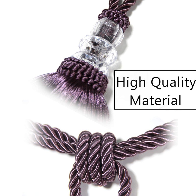 BEL AVENIR 2 Pack Curtain Tiebacks Hand-Woven Crystal Holdbacks Home