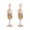 Champagne Glass Earrings, Women's Champagne Glass Dangle Earrings, Handmade Crystal