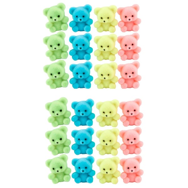 Factory Direct Craft Package of 24 Sitting Flocked Neon Color Miniature Teddy Bears | Tiny Bears, for Favors, Crafts and More