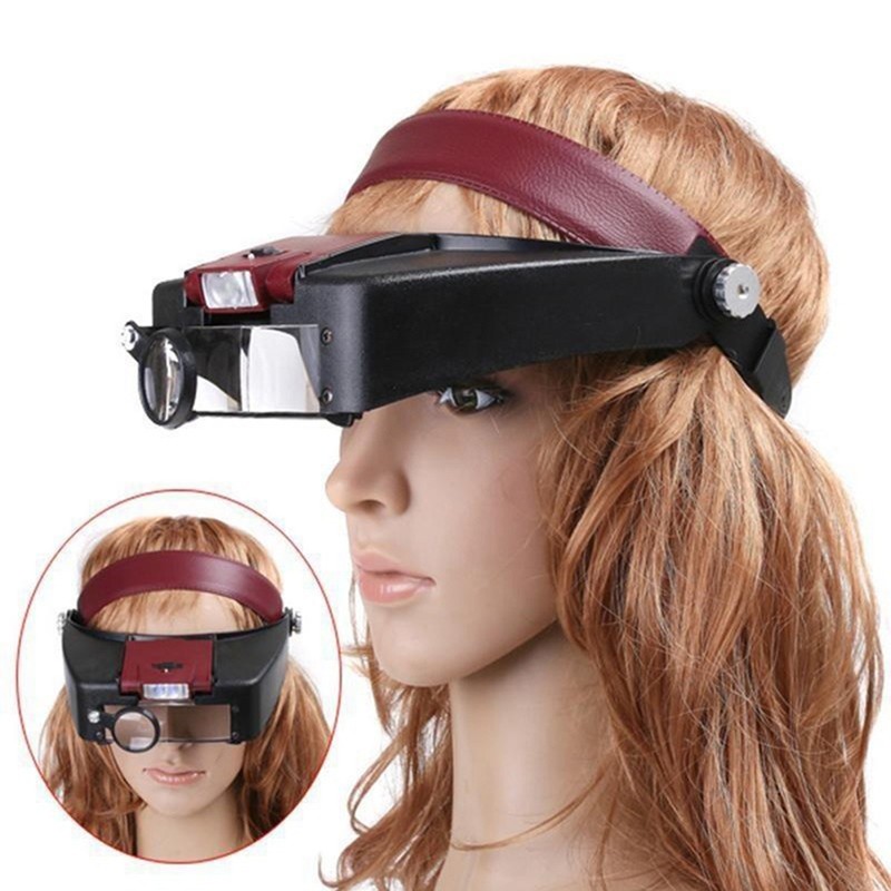 Magnifying Glass Helmet Type Head Mounted Magnifying Glass with LED