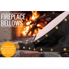 Wood Fireplace Bellows 17''x7.5'' with Hanging Leather Strap, Brown Air