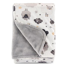 Premium Ultra Soft Plush Sheep Blanket 30" x 40" - Gender Neutral Baby Blanket, Super Soft Fleece Blanket, Oeko-TEX Certified, Grey and White Reversible for Baby Boy or Girl.