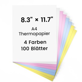 Phomemo Colour Thermal Paper A4 for Printers M08F / M832 / M834, Quick-Drying Thermal Paper Printer Paper, 210 x 297 mm, 4 Colours Total 100