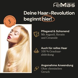 FemMas Hair Colour, Professional Cream Hair Colour with Argan Oil, Keratin & Ceramides, as Permanent Hair Colouring or Tint for Radiant, Durable Colour Results, Light Blonde Intensive 8.0, 100 ml