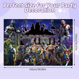 Fortnit Party Backdrop, Birthday Decorations Photography Backdrop Happy Birthday Banner Background for Kids Party Supplies 5x3FT