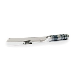 Yair Emanuel Challah Cuchillo para pan con salero desmontable en mango | Diseño moderno de anillo multicolor (gris NSM-5)