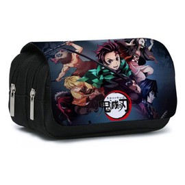 Large Capacity Pencil Box Zipper Stationery Bag Cartoon Anime Double Layer Canvas Pencil Case Great Gift for Girls Boys and Painting Lovers