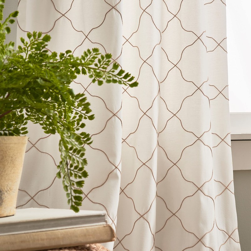 Peri Home Mallorca Embroidery Back Tab Window Curtain Panel Pair,
