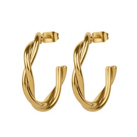 LuckyLy Aretes Tipo Arracadas Oro 14k, Acero Inoxidable - Accesorios y Joyería para Mujer, Ideal como Regalos de Cumpleaños y Navidad para Mamá, Modelo Cami Oro