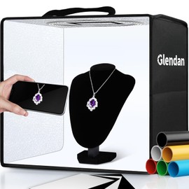 Glendan Portable Photo Studio Light Box,12"x12" Professional Dimmable Shooting Tent Kit with 112 LED Lights & 6 Backdrops for Jewelry and Small Items Product Photography