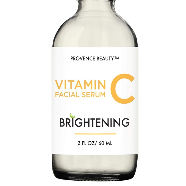 Vitamin C Brightening Facial Serum (2 FL OZ) - Enriched with Green Tea + Vitamin E | Brightens & Balances Complexion, Anti-Aging, Detoxifies + Moisturizes | Provence Beauty
