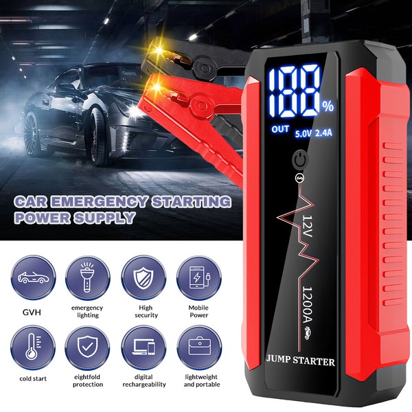 Car Jump Starter 20000mAh Booster Jumper Box Power Bank Battery