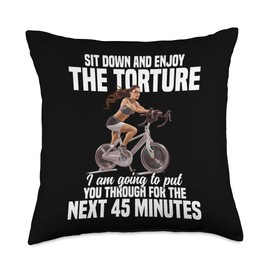 Indoor Cycling Spin Instructor Workout Spin Bike Spin Class Throw Pillow