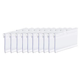 Pack of 10 70 x 42 mm Transparent Plastic Label Holder, PVC Price Tag Holder, Plastic Shelf, Label Holder, Name Card Holder for Supermarket, Business, Office, Home
