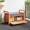 vidaXL Garden Storage Bench, Solid Acacia Wood, Gray Cushion Included,