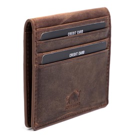 Solo Pelle Small Mini Wallet Made of Genuine Leather - Space for 8-16 Cards + 1 Note Compartment, Vintage Brown, Modern