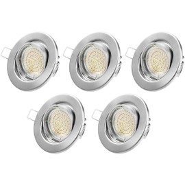Recessed LED Spotlights Recessed Spotlight Dimmable GU10 Warm White 250 lm – Brushed Chrome – –