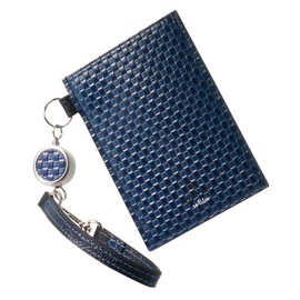 Lanvin On Blue 345164 Espace Men's Genuine Leather Cowhide Pass Case, With Reel, [07] Navy
