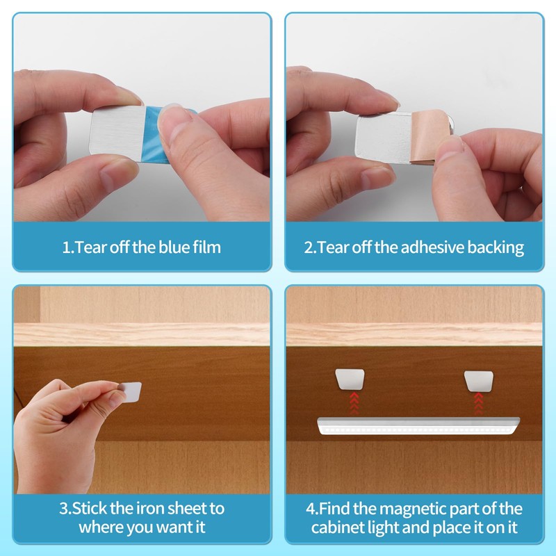 12pcs Under Cabinet Lights Magnetic Stickys, Adhesive Metal Magnetic Strips