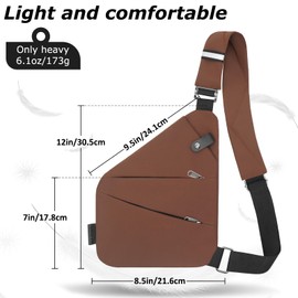 YERUUE Anti-Theft Shoulder Bag Chest Bag Men's Anti-Theft Bag Shoulder Bag Crossbody Bag Men and Women Has An Adjustable Sling Bag for Hiking Travel Cycling Climbing, coffee, Western