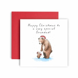 Huxters Special Grandad Christmas Card – Bear Grandad from Grandchild – Christmas card for Him Men - (Grandad)