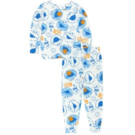 Sesame Street Cookie Monster Toddler Boys Long Sleeve Viscose Pajamas Set (4T, Blue)