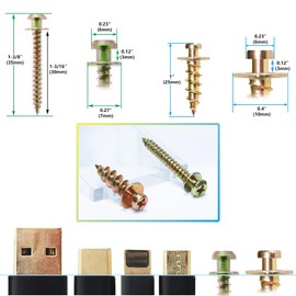 laffeya Double Headed Screws, Bear Claw Screw Hanger, Picture Screws for Hanging Framed Works, Easy to Use (Gold, 0.8+1.1 Short)