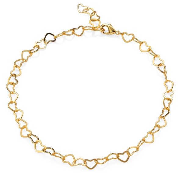 Gem Stone King Rolo Heart Link Chain Anklet Bracelet For