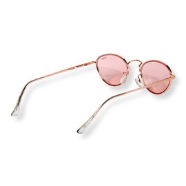 EVEE 90s Contemporary Super Slim Oval Round Metal with Cosmetic Tint Lenses (Wilder) (Rose Gold/Pink)
