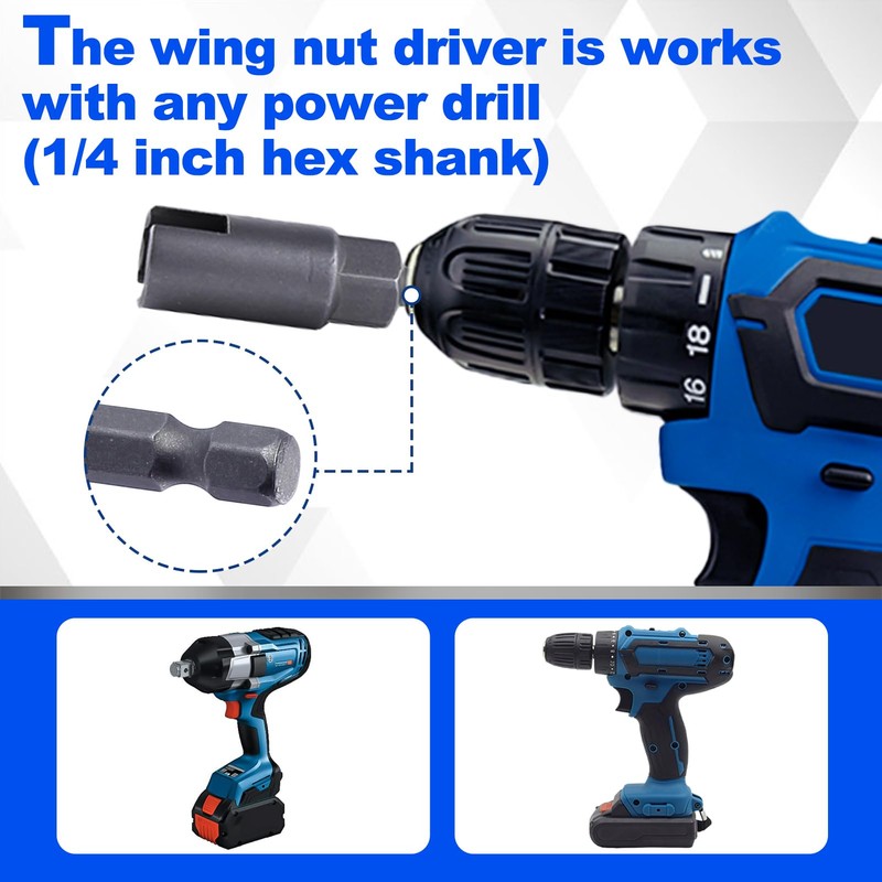 SPEEDWOX 3PCS Power Wing Nut Driver Set 12mm 15mm 18mm