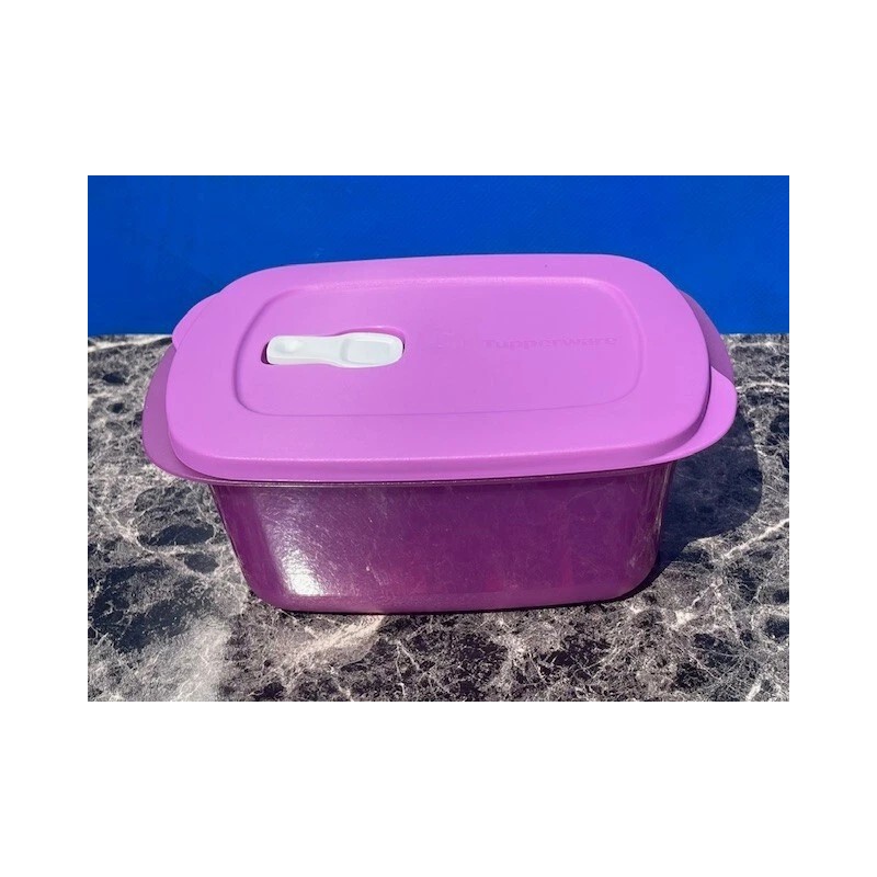 Tupperware Crystalwave Container 7cup / 1.7L Rectangular MicroFlash Mulberry New