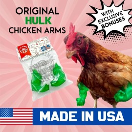 ArmedPet Hulk Chicken Arms – Green Muscular Arms for Chickens, Lightweight Party Costume
