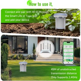 RISOON Smart Soil Moisture & Temperature Sensor WiFi/Bluetooth | IP65 Waterproof Certified Indoor/Outdoor Plant Monitor | Compatible with Alexa, Tuya App | Garden, Lawn Hygrometer