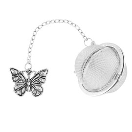 Supreme Housewares Supreme 18/8 Stainless Steel 2 Inch Mesh Tea Ball Infuser with Zinc Alloy Butterfly Charm